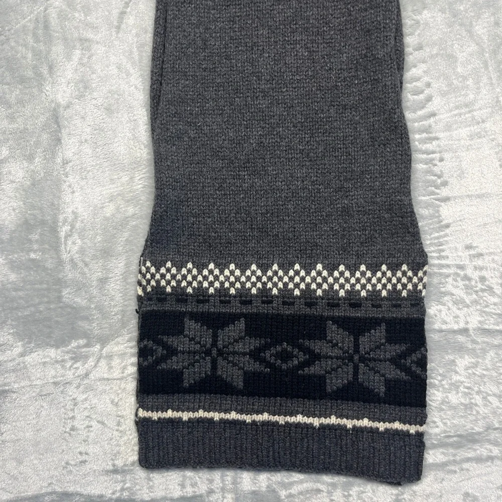 Vintage Y2K Gap Scarf Gray Lambswool Fair Isle Snowflake Knit Winter Accessory